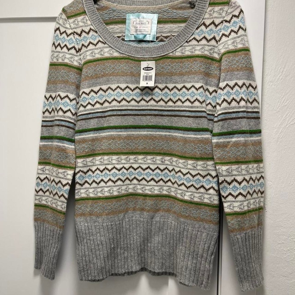 Vintage Dead stock Y2K Old Navy Women's S Festive Stripe Lambswool Blend Sweater